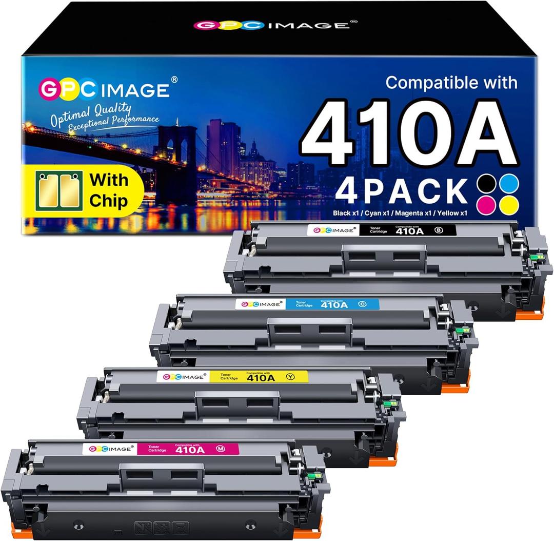 GPC Image Compatible Toner Cartridge Replacement for HP 410A CF410A CF411A CF412A CF413A to use with Color LaserJet Pro MFP M477fdw M477fdn M477fnw Pro M452dn M452nw M452dw Printer Toner (4 Pack)