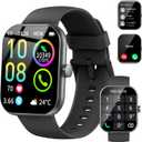 Smart Watch (Answer/Make Calls), 1.96"HD Smartwatch for Men Women 113+ Sport Modes, Activity Tracker with Heart Rate Monitor, Sleep Trackers, Pedometer, IP68 Waterproof Fitness Watch for Android iOS (Deep Black)
