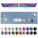 Aothia Faux Leather Desk Mat - Non-Slip PU Leather Desk Blotter, Waterproof Writing Surface, Large Desk Pad for Office & Home (Denim Blue, 55" x 17")