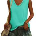 CRAZY GRID Women's Deep V-Neck Sleeveless Summer Casual Loose Fit Shirts Basic Tees Soft Tops Mint Green XX-Large