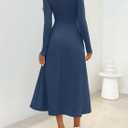 MEROKEETY Women's Fall Dresses 2025 Long Sleeve Square Neck Elegant Classy Winter Cocktail Wedding Guest Midi Dress