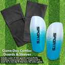 Soccer Shin Guard Set with Sleeves & Insert Pocket | Protective Soccer Equipment for for Kids, Adults, Boys & Girls (Small, Sky Blue)