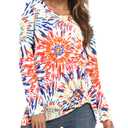 NILOUFO Womens Long Sleeve Shirts Casual Blouses Trendy Twist Knot Tunics Tops for Leggings(Fireworks, X-Large) (XL)