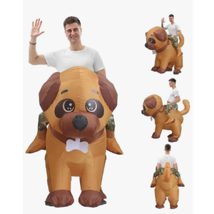 Dog Costume For Adults Funny Riding Dog Zipper Inflatable Costumes for Men, Women Amusing Halloween Costumes with Air Fan for Party Bulldog Cosplay, Toys.