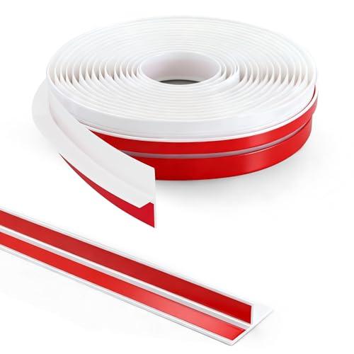 TAROSE 20Ft T-Shaped Door Draft Stopper, Silicone Weather Stripping Seal Tape for Doors and Windows - White, 1.38" Wide (35mm)