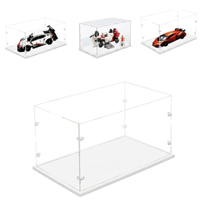 3MM Thick Clear Acrylic Display Case-Assemble Countertop Box, Thicken Base, DustProof, for Collectibles,