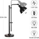 PARTPHONER Industrial Adjustable Desk Lamp for Home Office, Farmhouse Table lamp 29''-38'', Rustic Metal Task Desk Lamp in Aged Bronze Finish, Vintage Reading Lamp for Study RoomBlack