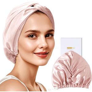 ZIMASILK 22 Momme 100% Mulberry Silk Shower Cap for Women Hair Care, Silk Hair Wrap for Sleeping (One Size, Pink)