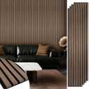 Acoustic Wood Slat Panels 4 Pack 106" x 12.6", Soundproof Wooden Wall Panels, 3D Fluted Panel for Interior Wall Decor, Living Room, Bedroom - Walnut (Cover Approx. 37 sq.ft)