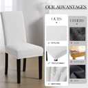 MOSAYT Velvet Stretch Chair Covers for Dining Room Set of 4 - Soft Slipcovers with Thick Removable Fabric for Parsons Chairs, Washable Seat Protectors for Kitchen, Banquet & Home Decor, White