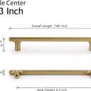 Lardmon 3 Pack Champagne Bronze Modern Cabinet Pulls 7.6 Inch(195mm) Total Length | 6.3 Inch(160mm) Hole Center Bar Pulls Kitchen Cabinet Handles Solid Drawer Pulls Heavy Duty Kitchen Hardware