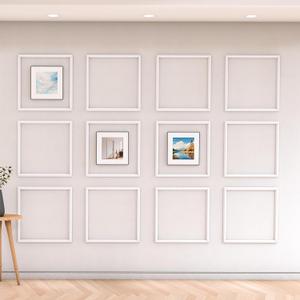 COUKIU Pre-Cut 12 Set Peel and Stick Wall Molding Trim Kit, 20" x20" Premade Wainscoting Panels, Self Adhesive Moulding Panel for Interior Walls Picture Frame
