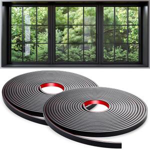 59 Ft Window Grille Inserts Grid Kit, Self-Adhesive Peel and Stick Trim Molding Window Trim Molding Grids, DIY Crown Molding Peel & Stick for Tile Edge Trim, Windows Door Frames (2 Black)