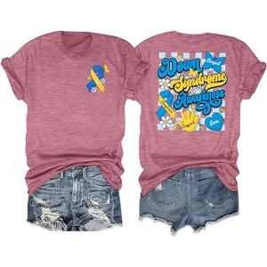 Down Syndrome Awareness Shirts Women Love Doesn't Count Chromosomes Shirts World Down Syndrome Day Support and Awareness Tee (XXL, Pink)