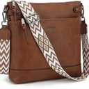 TANTOMI Vegan Leather Crossbody Bags for Women Hobo Travel Purse with Guitar Strap Trendy Women's Handbags with 6 Card Slots (Brown)