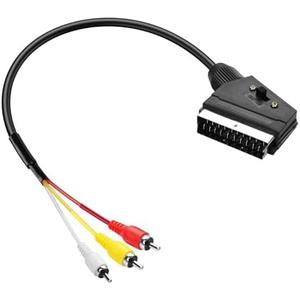 PNGKNYOCN SCART to 3 RCA Adapter Cable,Switchable in Out Scart Male to Composite Audio/Video Converter Cable（0.5M）