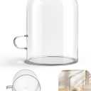 Sourdough Warmer Dome with Handle, Glass Dome for Sourdough Starter Heating Pad Accessories Fits Jars Up to 4.8" Diameter x6.1 Height, Sourdough Accessories - Durable Clear Glass Cover