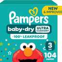 Pampers Diapers - Baby Dry - Size 3, Count of 104, Absorbent Disposable Infant Diaper