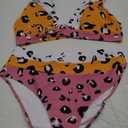 Hilinker Women's Leopard Bikini Swimsuits V Neck High Waisted 2 Piece Bathing Suits, XL