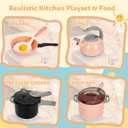 105Pcs Kids Kitchen Toy Accessories, Toddler Pretend BBQ Camping Cooking Playset, Play Pots, Pans, Utensils Cookware Toys, Play Food Set, Vegetables, Learning Gift for Girls Boys (Pink)