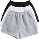 SOLY HUX Girls 3 Packs Sweat Shorts Elastic Waist Casual Summer SweatShorts Teen Apparel (14 Years, Black Grey White)