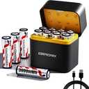 Rechargeable AA Batteries Lithium 12 Pack with Charger, 2.5H Fast Charging, 1.5V High Power 3600mWh Double A Batteries, AA Rechargeable Li-ion Batteries with 2500+ Cycle Times