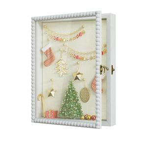 Love-KANKEI Shadow Box Frame 11x14, Deep Large Shadow Box Display Case with Unique Beads Door and Glass Window, Wood Memory Box for Pictures,Medals,Memorabilia,Collections White