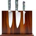 Magnetic Knife Block - Acacia Wood Strong Magnetic Knife Holder, Secure Knife Storage Organizer | Space Saving for Kitchen Knives & Chef Tools (Brown)