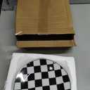 Retro Black and White Checkerboard Gold Edge Ceramic Dinner Plate Dessert Plate Salad Plate-Set of 4