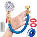 Water Test Pressure Gauge Kit,2.5" Dial+12" EPDM Rubber+1/4" Lead-Free Valve+1/4 to 3/4 Adapter,0-200PSI/0-1.4MPAStainless Steel/Color,Blue Kit