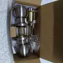 5" Backset Latch Keyed Entry Door Knob with Lock and Key, Standard Square Interface Entrance Ball Doors Knobset Lockset, Satin Nickel