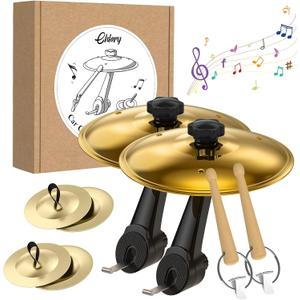 2-Pack Car Cymbal Air Vent,Mini Drum Crash Cymbal Set With Mini Drum Sticks & 4 Thumb Cymbals,Compact and Durable Car Accessory Compatible with Most Vehicles (Gold)