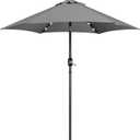 Yaheetech 7.5 ft Solar Patio Umbrella LED Lighted Umbrella with Tilt and Crank Lift System, Table Market Sunshade for Garden, Deck, Backyard, Pool and Beach, Grey