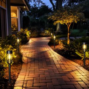 GIGALUMI Solar Pathway Lights 12 Pack, Garden Lights Outdoor Waterproof, Walkwar Solar Powered for Driveway Yard Patio Lawn Garden Decor (Warm White)