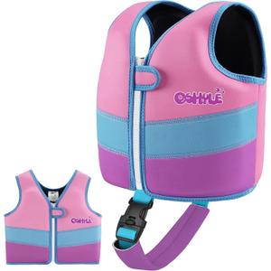 Oshyle Kids Swim Vest with Crotch Strap - Neoprene Swim Trainer Vest for Toddlers 1-9 Years, Boys & Girls Swim Trainer with Adjustable Straps, Size: L(6-9)