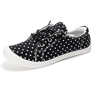 FUNKYMONKEY Shoes for Women, Comfort Low Top Canvas Slip On Sneakers Classic Casual Walking Shoes, Size 7