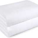 Amazon Basics 2 Piece Quick-Dry Oversize Bath Towel, 100% Cotton, White, 62" x 30"