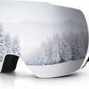 Ski Snow Goggles,OTG UV400 Protection,Anti Fog Skiing,Skating,Snowboarding,Snowboard Goggles For Men Women Youth (Whitesliver)