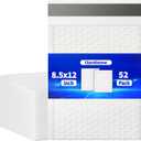 52 Pack Bubble Mailers 8.5x12inch Padded Envelopes Thin Mailing Envelopes Waterproof Bubble Opaque Padded Mailers Self Seal Adhesive Shipping Bags for Mailing Jewelry Makeup Small Business (white)