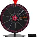T-SIGN Spinning Wheel for Prizes, 10 Slots Black Prize Wheel with Eraser, 12 Inch Spin Wheel with Stand, Roulette Wheel for Tabletop - Wheel of Fortune Wheel Spinner for Carnival, Game Casino