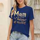 Funny Mom Shirt Women Mom Manager Shirt Magical Mama Shirt Mothers Day Short Sleeve Tee Tops Blue (XL)