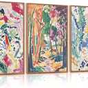 Abstract Matisse Framed Canvas Wall Art Set, Colorful Nature Inspired Wall Decor, Modern Home Art Spiritual Wall Painting, Eclectic Gallery Art Prints for Living Room Bedroom Office 24"x36"x3