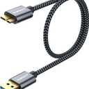 SUNGUY Micro USB 3.0 Cable 1.5FT, USB A Male to Micro B Hard Drive Cable Compatible with Galaxy S5, Note 3, Toshiba Canvio, Camera, Hard Drive (Grey)