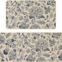 Baccessor Blue Hydrangea Kitchen Mats Set of 2, Spring Summer Flowers Kitchen Rugs for Floor Non Slip Absorbent Low-Profile Seasonal Farmhouse Home Decor 17x29 and 17x47 Inch
