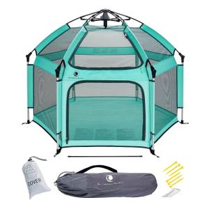 Pop 'N Go Baby Playpen, Pack N Play with Canopy, Beach Tent, Sweet Mint | Patented “pop-up and release” technology with secure safety lock, bug proof mesh, aluminum frame carry bag 12 stakes included