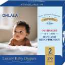 OHLALA Luxury Diapers Size 2 Hypoallergenic | Skin-Friendly & Leakproof | Fragrance-Free | Ultra-Thin | 4 Pack 272counts | 12-18 lbs