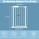 Narrow Baby Gate 24 to 29 Inch Wide Pet Gate Pressure Mounted No Drill Safety Gate Walk Through Metal Child Gate for Kids Stairs or Pets Indoor White