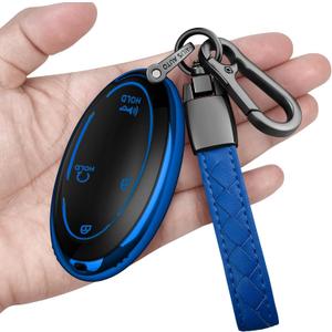 Key Fob Cover with Keychain Soft Full Protection Key Shell Key Case Compatible with Hyundai 2023 2024 2025 Ioniq 6 Grandeur GN7 KONA Smart Key (Blue, 7 Buttons)