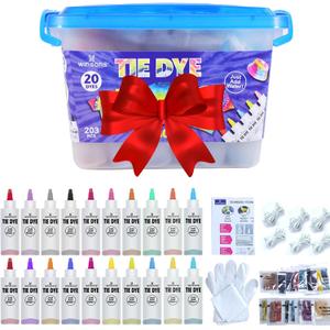 WINSONS Tie Dye Kit 20 Colors Permanent Fabric Dye Art Set for Kids Adults for School, Homemade Party, Creative Groups Activities, DIY Gift