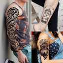 VANTATY 20 Sheets Extra Large Full Arm Temporary Tattoos For Men Adults, Tiger Snake Leopard Lion King Temporary Tattoos Sleeve For Women, Temp Waterproof Fake Tattoo Stickers For Kids Warrior Tatoos